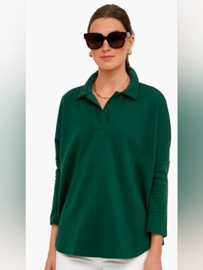 Tuckernuck Pomander Place Green Easy Polo Sweatshirt